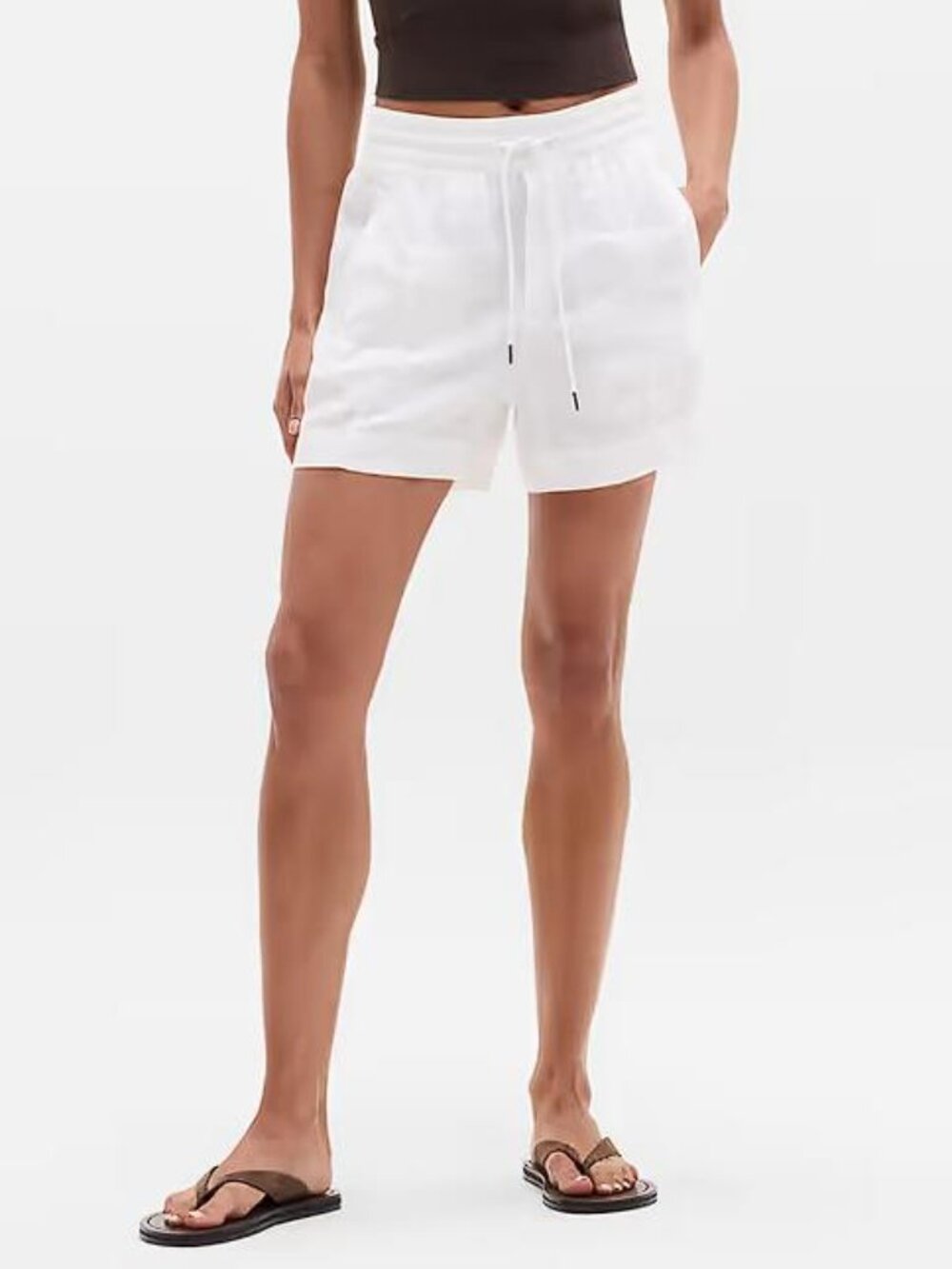 ATHLETA Women's Retreat Linen Mid Rise 4" Short Size XS In Calla Lilly